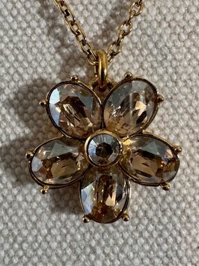 Coach Gold Floral Crystal Pendant Necklace - Women Jewelry
